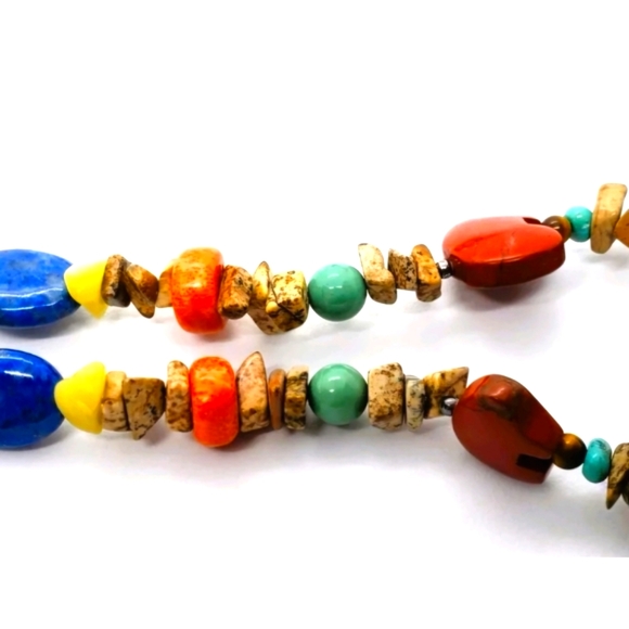 CAROLYN POLLACK .925 Silver Multi Stone W/Jasper Stone Bear Necklace NWOT - Picture 8 of 12